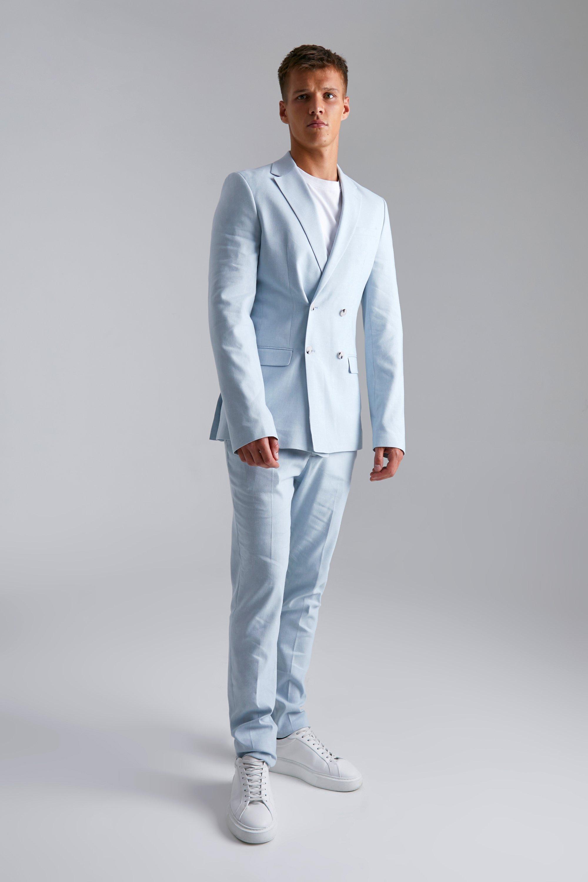 Light blue double breasted blazer sale